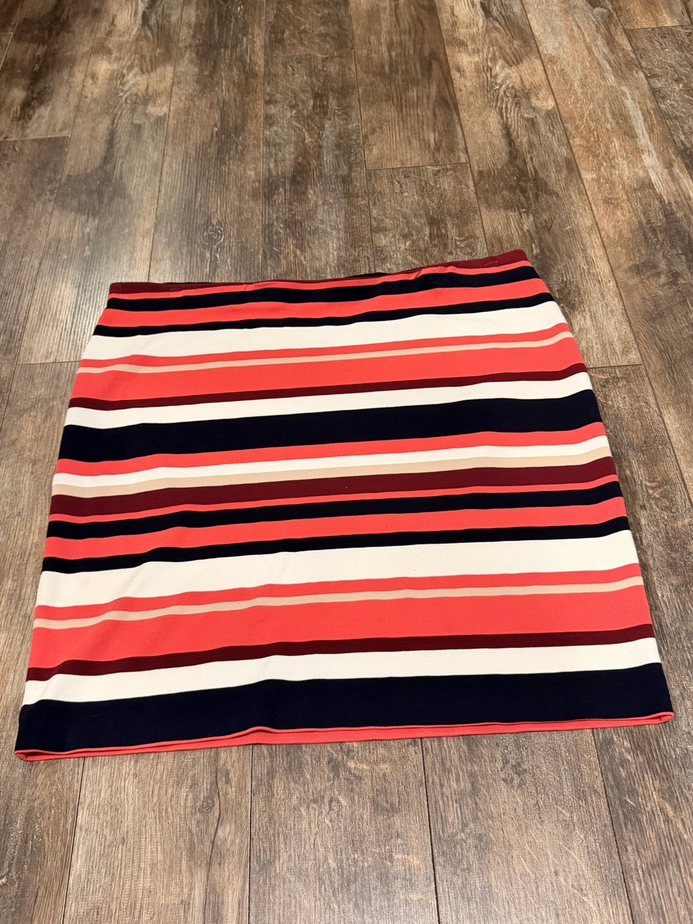 Ann Taylor Coral, Navy & White Striped Mini Skirt